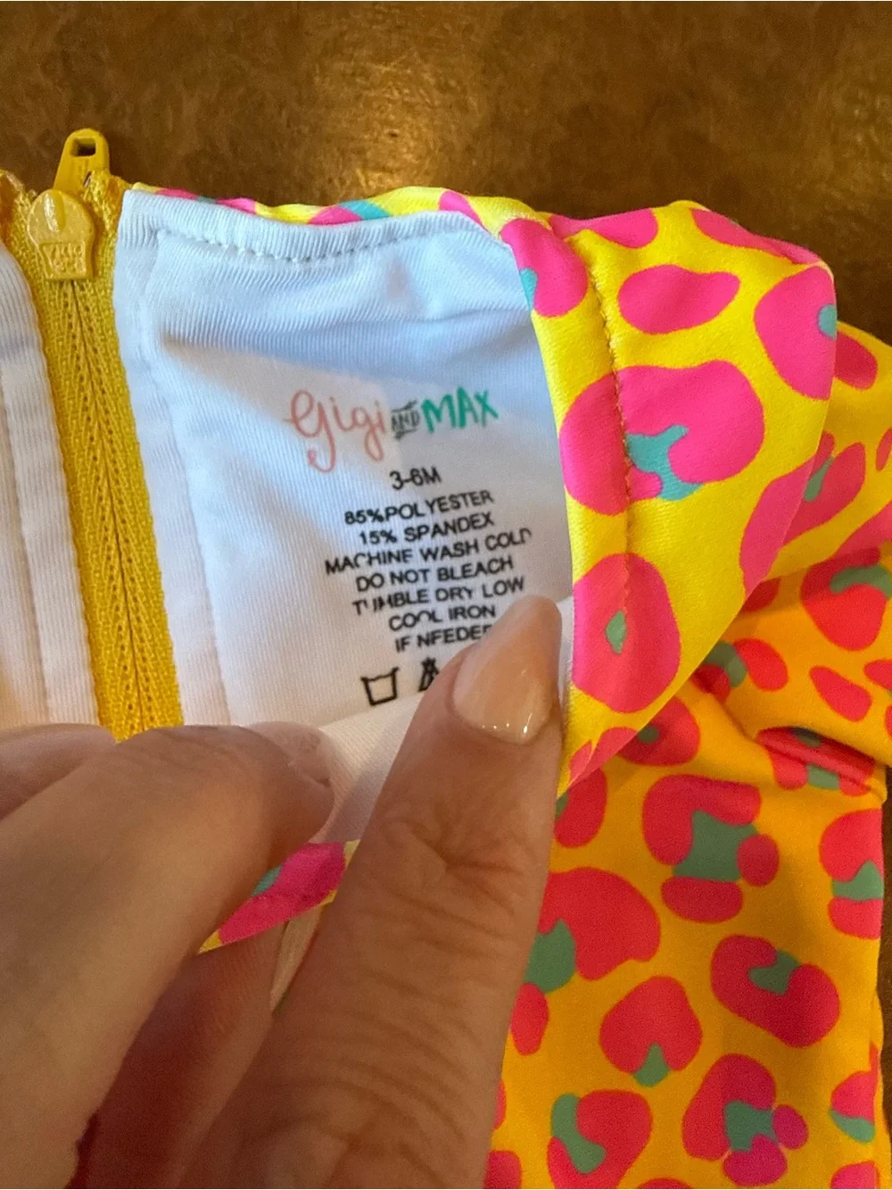 Neon Leopard Ruffle Long Sleeve One-Piece Swimsuit | 3–6 Months